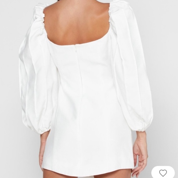 C/MEO COLLECTIVE Women's White Exaggerated Sleeve Peasant Mini Cocktail Dress - Picture 4 of 6